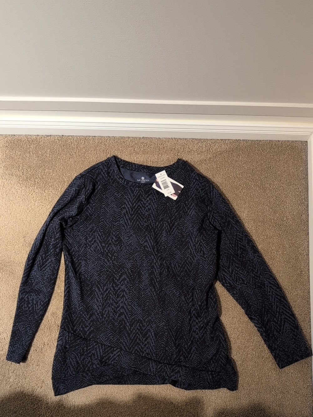 Tuff Athletics Navy Patterned Crew Tee